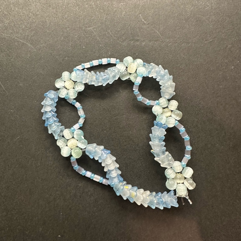 Hand Crafted Sky Blue Floral Bracelet